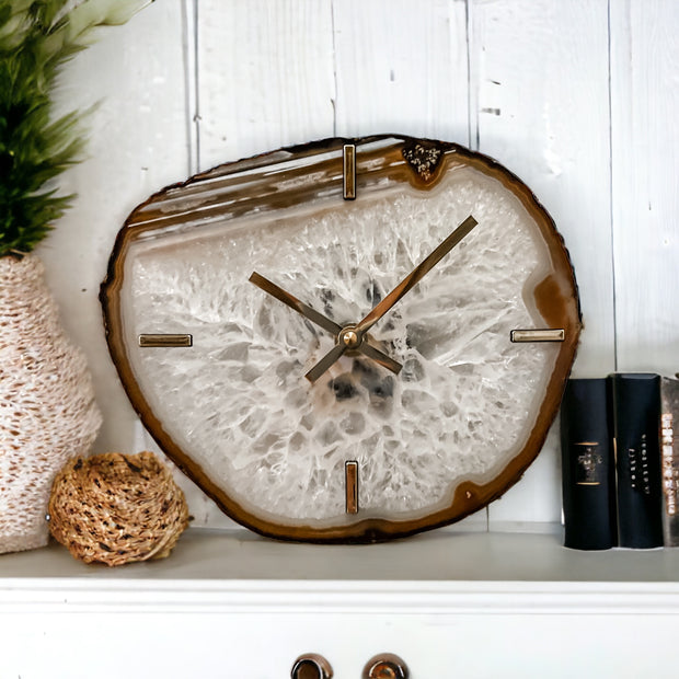 Natural/White Agate Wall Clock (8 Inch) - Mod North & Co.