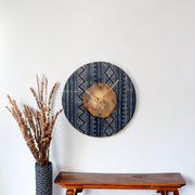 Gold Agate x Denim Mudcloth Wall Clock (12 Inch) - Mod North & Co.