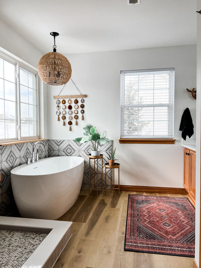 Casa Cortes Modern Boho Master Bathroom Remodel Before and After