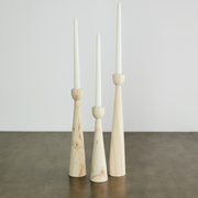 Tapered Candlestick Holder Pine Wood Cognac, Espresso, Natural