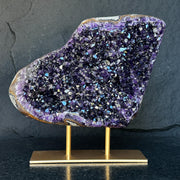 Amethyst Geode Cave with metallic base, Large Cave shaped, 12 inches tall piece for collectors, Full polished, Stunning decor Crystal