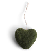 Felt Christmas Tree Decoration - Hearts (Green) - Set of 3