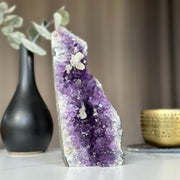 Galaxy amethyst geode, huge crystal decor (8 inches tall), Deep Purple natural amethyst