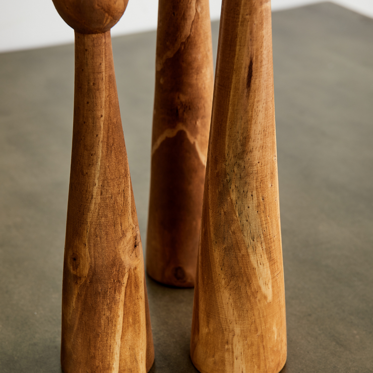 Tapered Candlestick Holder Pine Wood Cognac, Espresso, Natural