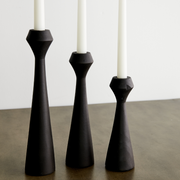 Tapered Diamond Wood Candle Holder in Cognac, Natural and Espresso
