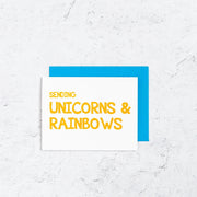 Sending Unicorns and Rainbows Letterpress Card