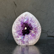 Crystal Geode, home decor with crystals, quartz and amethyst find, Amethyst with agate egg shaped