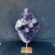 Stunning Natural Amethyst Geode with Metal Stand for Home Decor, XL Amethyst Cave