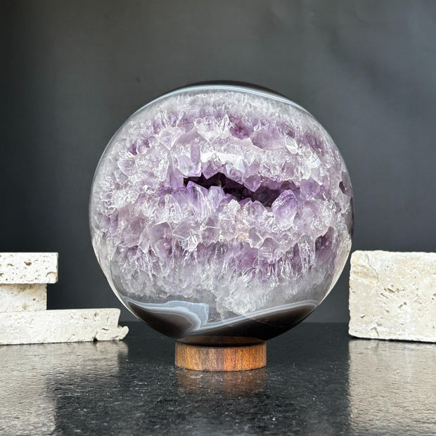 Amethyst and Agate Sphere, Open Crystal ball
