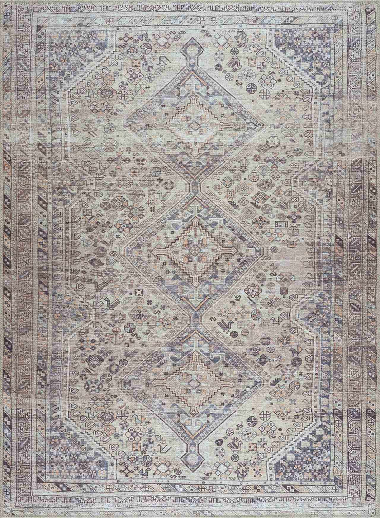Barny Tan Flat Pile Washable Area Rug