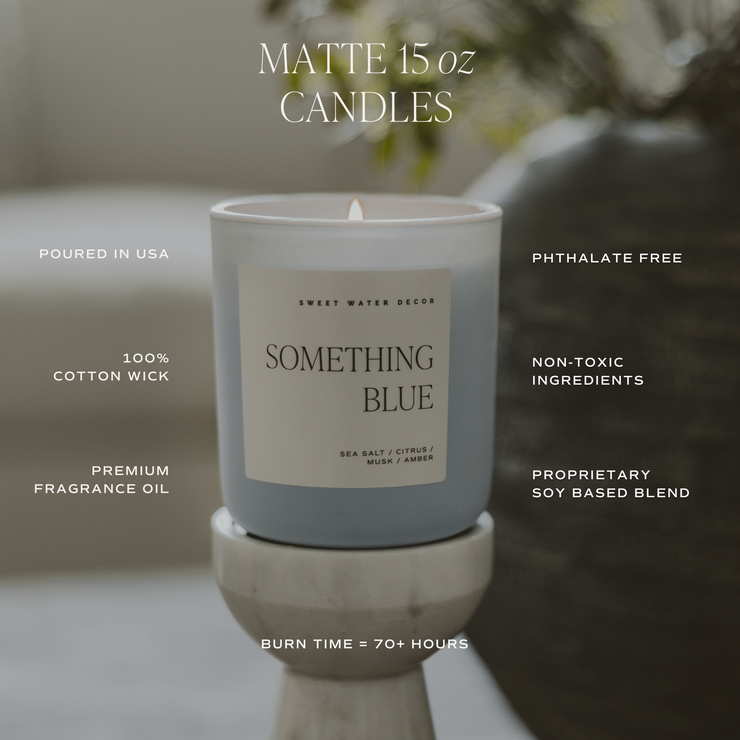 Something Blue Soy Candle - Blue Matte Jar - 15 oz (Salt and Sea)