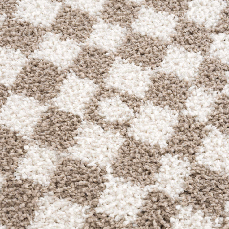 Kieu Taupe Checkered Shag Rug