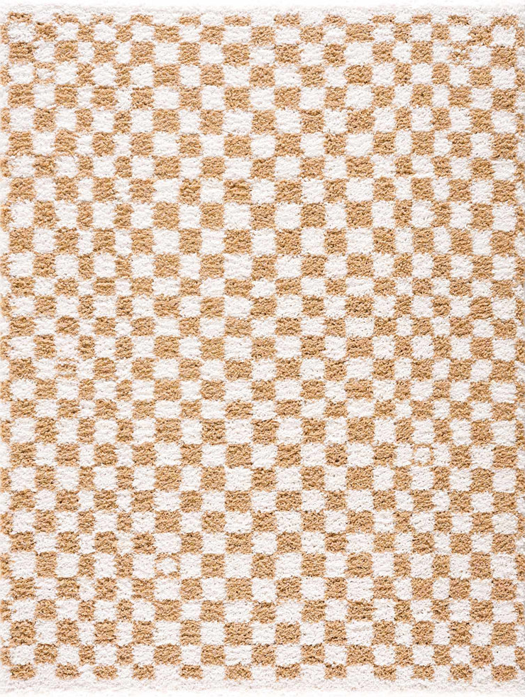 Kieu Mustard & Ivory Checkered Area Rug