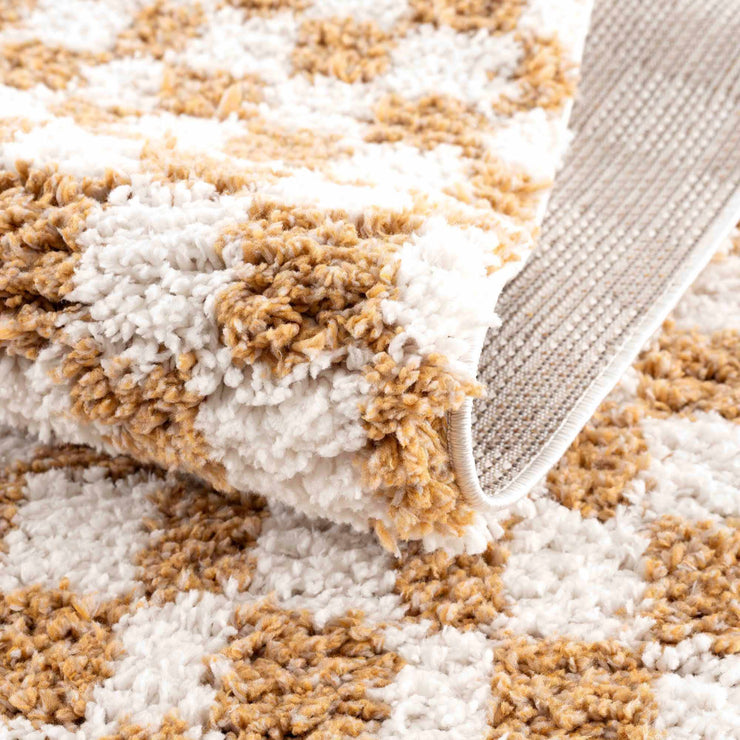 Kieu Mustard & Ivory Checkered Area Rug