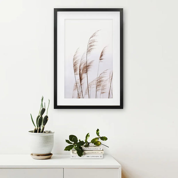 Beige Dried Grass Print. Summer Field