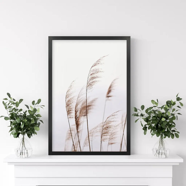 Beige Dried Grass Print. Summer Field