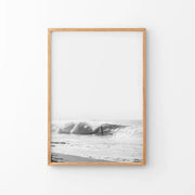 Black White Boho Tropical Wall Decor. Surfer, Waves