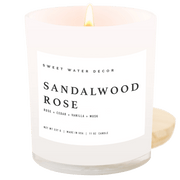 Sandalwood Rose Soy Candle - White Jar - 11 oz