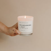 Wildflowers and Salt Soy Candle - White Jar - 11 oz