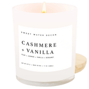 Cashmere and Vanilla Soy Candle - White Jar - 11 oz