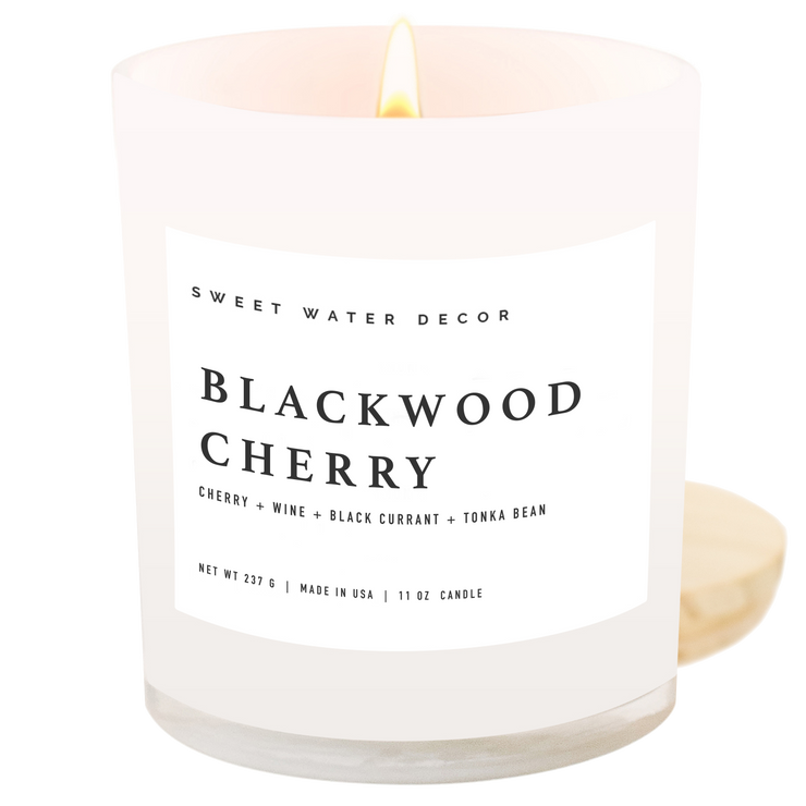 Blackwood Cherry Soy Candle - White Jar - 11 oz