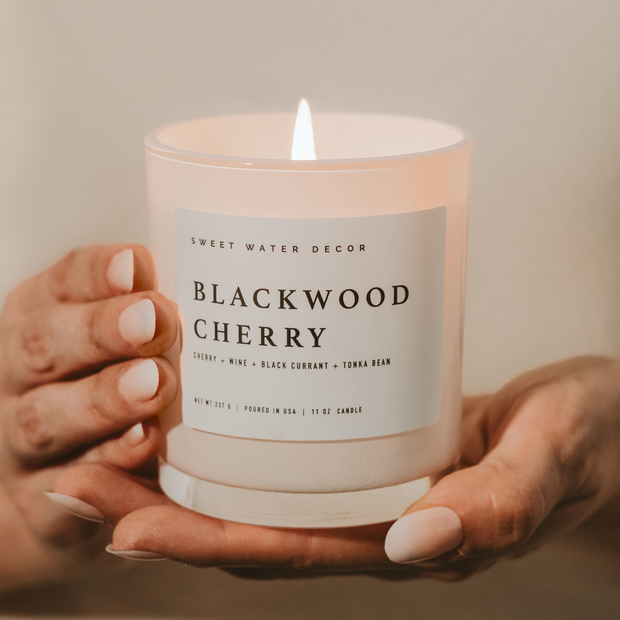 Blackwood Cherry Soy Candle - White Jar - 11 oz