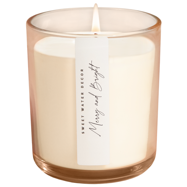 Merry and Bright Soy Candle - Tinted Glass Jar - 12 oz