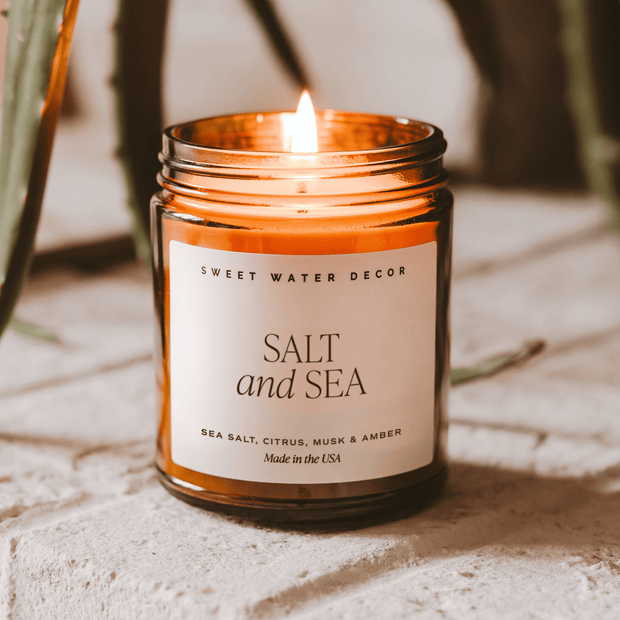 Salt and Sea Soy Candle - Amber Jar - 9 oz