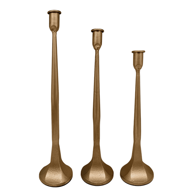 Gold Cast Iron Taper Candle Holders