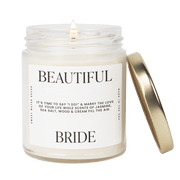 Beautiful Bride Soy Candle - Large Quote Label - 9 oz