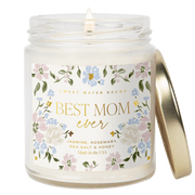 Best Mom Ever Soy Patterned Candle - Clear Jar - 9 oz (Wildflowers and Salt)