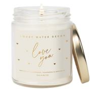 Love You Soy Candle Patterned - Clear Jar - 9 oz