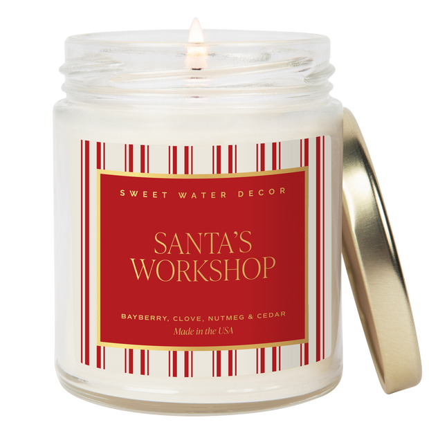 Santa's Workshop Soy Candle - 9 oz Clear Jar (Merry and Bright)
