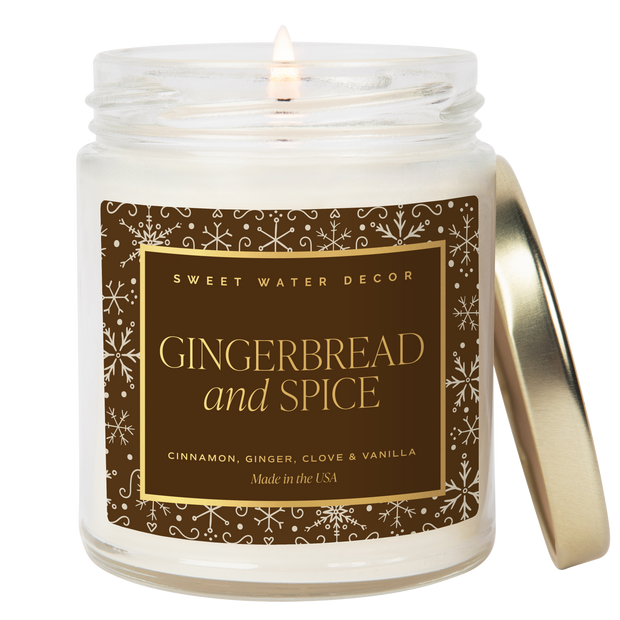 Gingerbread and Spice Soy Candle - Clear Jar - 9 oz Patterned