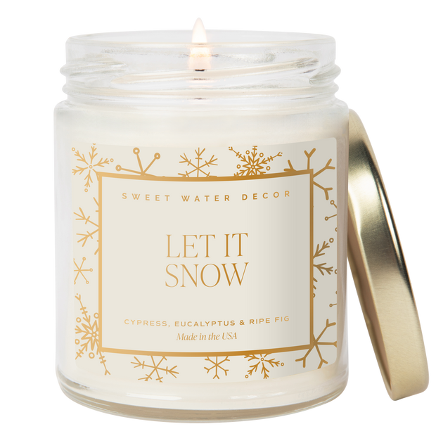 Let It Snow Soy Candle - Patterned 9 oz Clear Jar