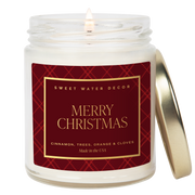 Merry Christmas Soy Candle - 9 oz Clear Jar (Christmas)