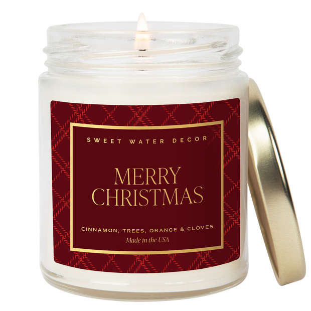 Merry Christmas Soy Candle - 9 oz Clear Jar (Christmas)