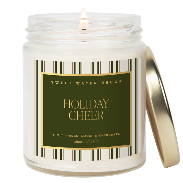 Holiday Cheer Soy Candle - 9 oz Patterned Clear Jar
