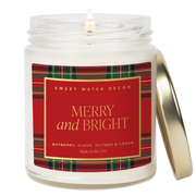 Merry and Bright Soy Candle - Patterned Clear Jar - 9 oz