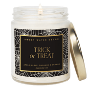 Trick or Treat Soy Candle - Patterned 9 oz - Clear Jar (Farmhouse)