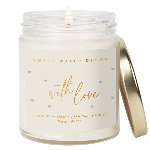 With Love Soy Patterned Candle - Clear Jar - 9 oz