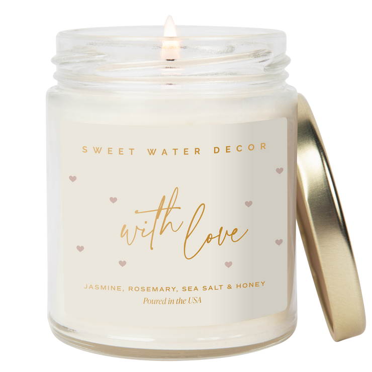 With Love Soy Patterned Candle - Clear Jar - 9 oz