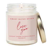 Love You Soy Patterned Candle - Clear Jar - 9 oz