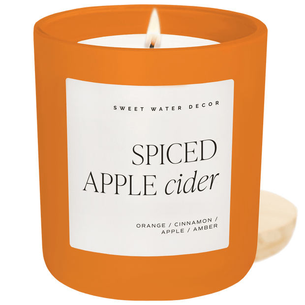 Spiced Apple Cider Soy Candle - Orange Matte Jar - 15 oz