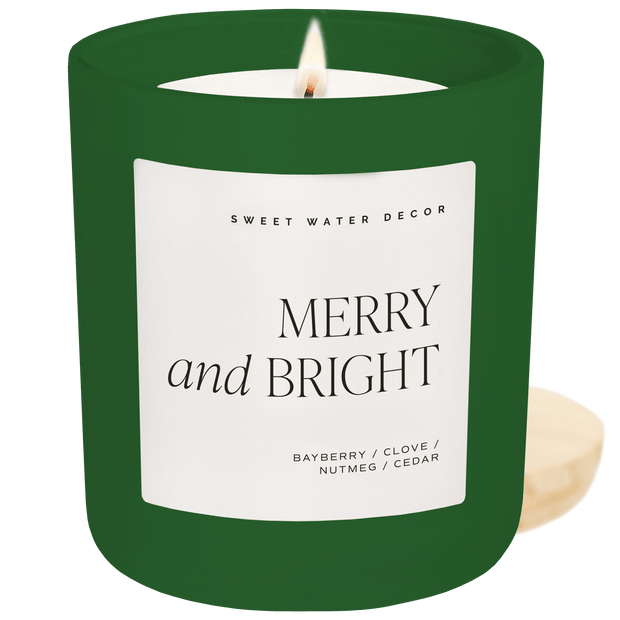 Merry and Bright Soy Candle - Green Matte Jar - 15 oz