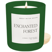 Enchanted Forest Soy Candle - Green Matte Jar - 15 oz (Cypress and Fig)