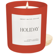 Holiday Soy Candle - Red Matte Jar - 15 oz