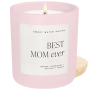 Best Mom Ever Soy Candle - Pink Matte Jar - 15 oz (Wildflowers and Salt)