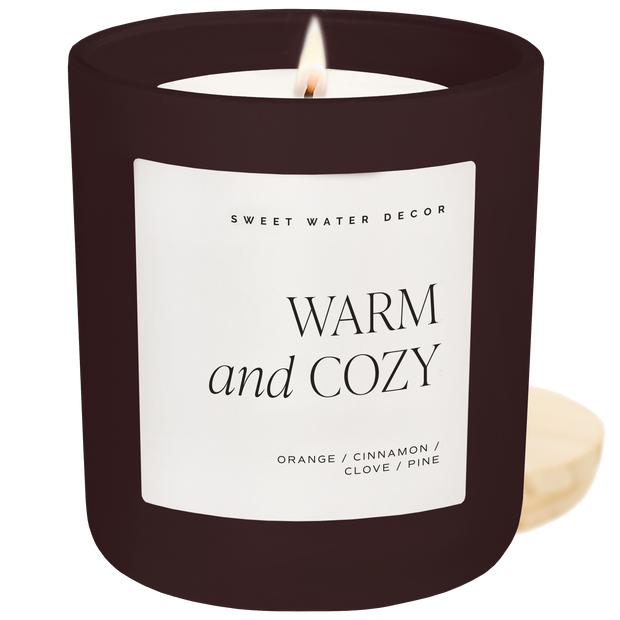 Warm and Cozy Soy Candle - Brown Matte Jar - 15 oz