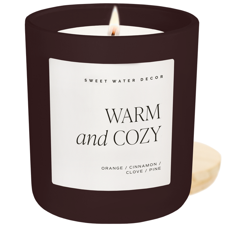 Warm and Cozy Soy Candle - Brown Matte Jar - 15 oz